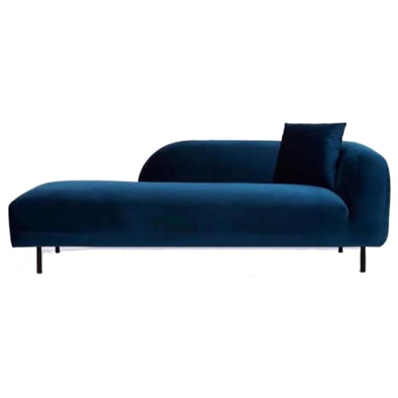 Modern Living Room Velvet Chaise Upholstered Chaise Lounge with Wooden Base