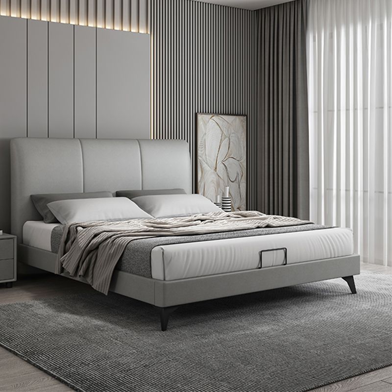 Modern Wooden Headboard with Rectangular Panel and Metal Legs