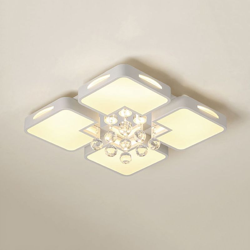 Geometría blanca LED semiincrustado estilo moderno y de lujo lámpara de techo interior de cristal, con pantalla de acrílico