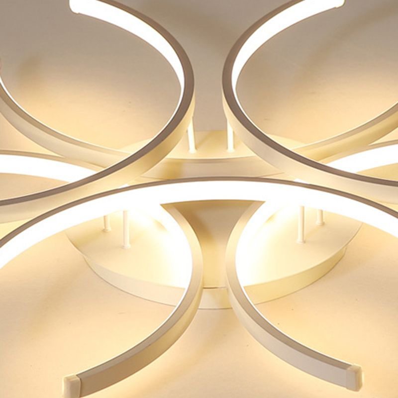 Acrylic White LED Ceiling Light in Modern Concise Style Lacquered Aluminium Linear Semi Flush Mount