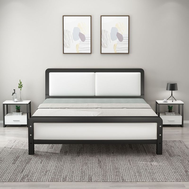 Contemporary Metal Bed with Slat Headboard Rectangular Adjustable Bed