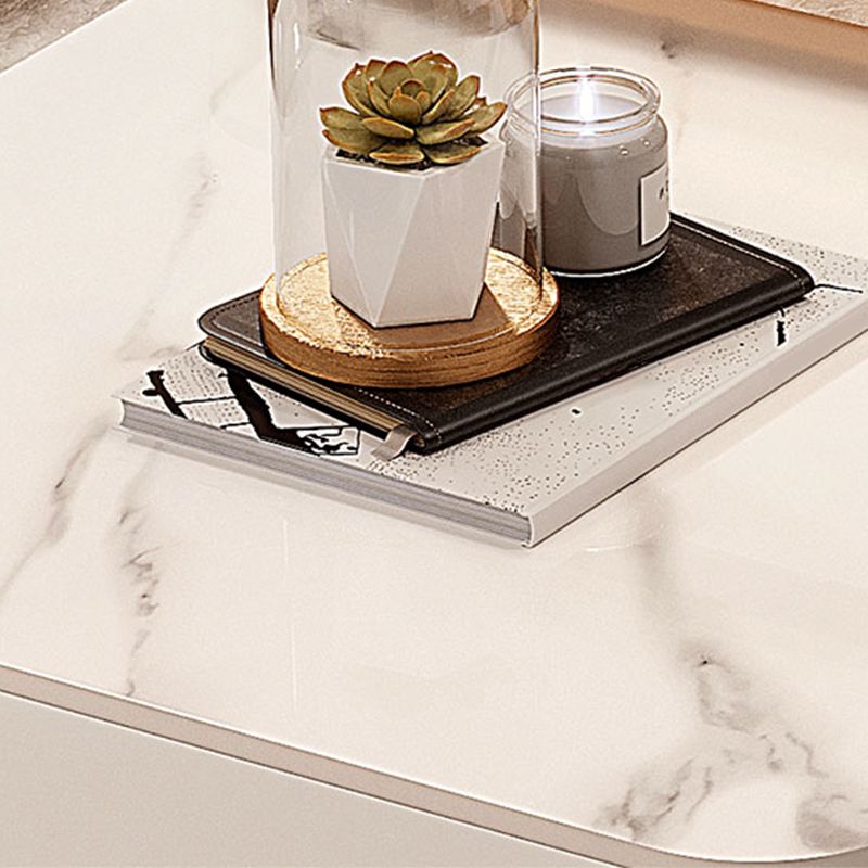 Glam Frame Coffee Table Slate/Glass Top Coffee Cocktail Table with Drawers