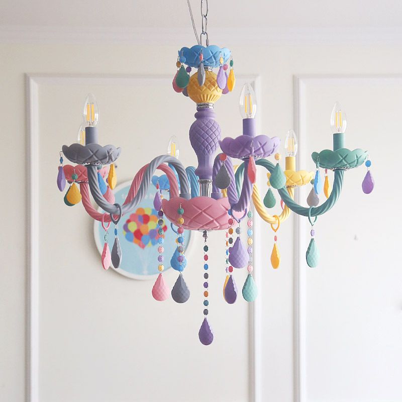 Lustre en macaron multi-tête contemporain luminaires de pendentif en verre métallique pour chambre à coucher pour la chambre à coucher