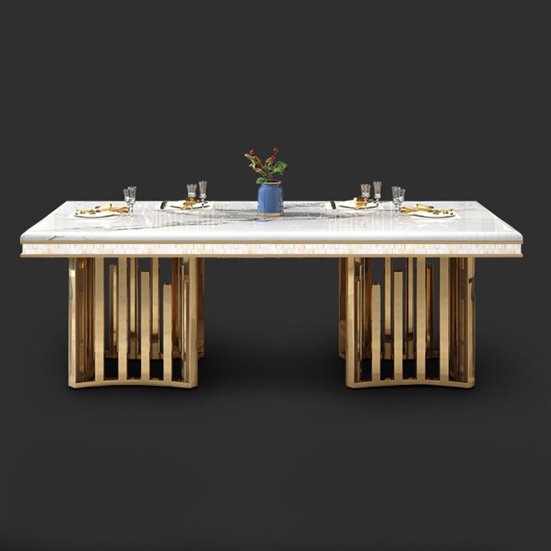 Glam Faux Marble Dining Table Dining Rectangle Table with Metal Legs for Home