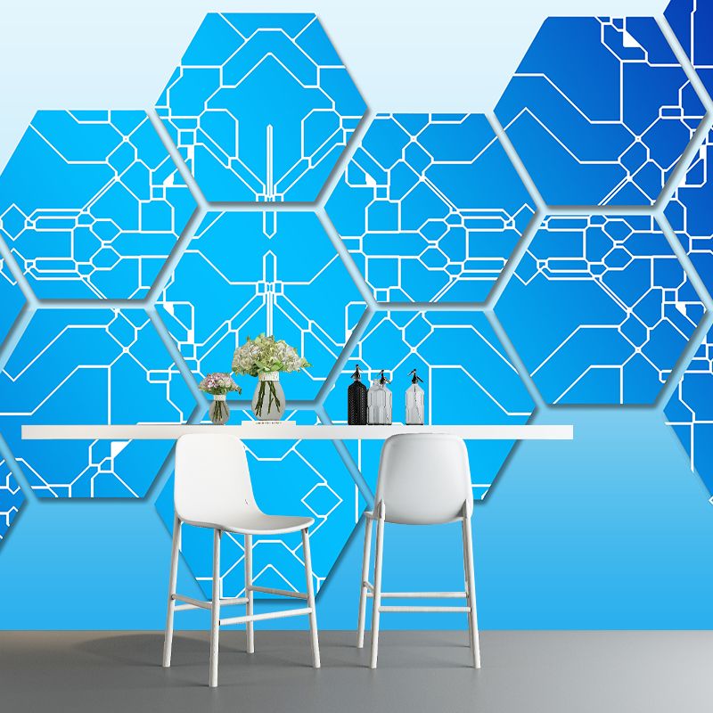 Geometry Wallpaper Mural Contemporary Wall Covering for Study Room, Water Resistant