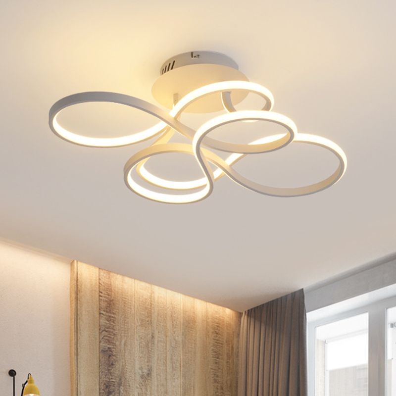 Metallic Twisted Line Flush Mount Simplicity White/Brass/Gold LED Close to Ceiling Lighting, White/3 Color Light