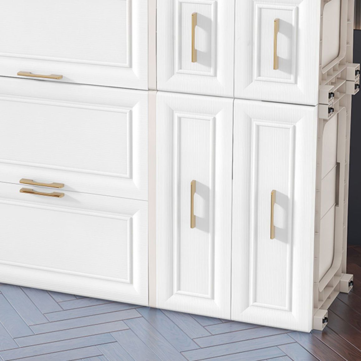 Contemporary White Storage Cabinet Bedroom Plastic Cabinet with Drawers