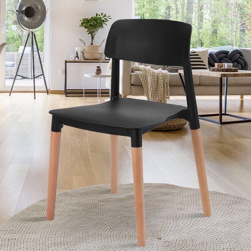 Dining Room Armless Chairs Open Back Solid Wood Legs Chair for Kitchen