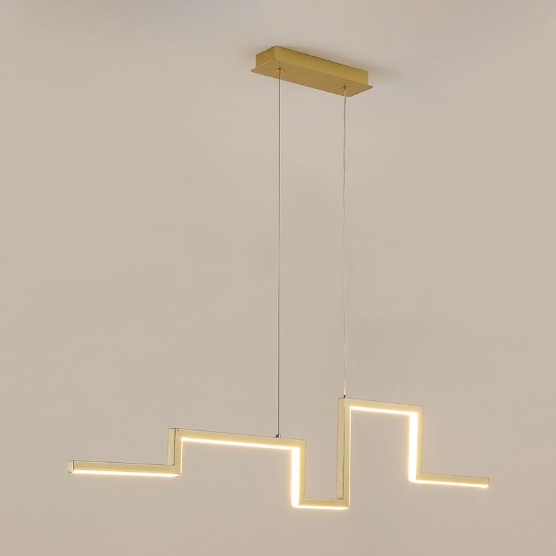 Lampada a sospensione in metallo lineare Stile semplice nero/grigio/oro 31,5 "/39" Lampada a LED larga a LED in luce calda/bianca