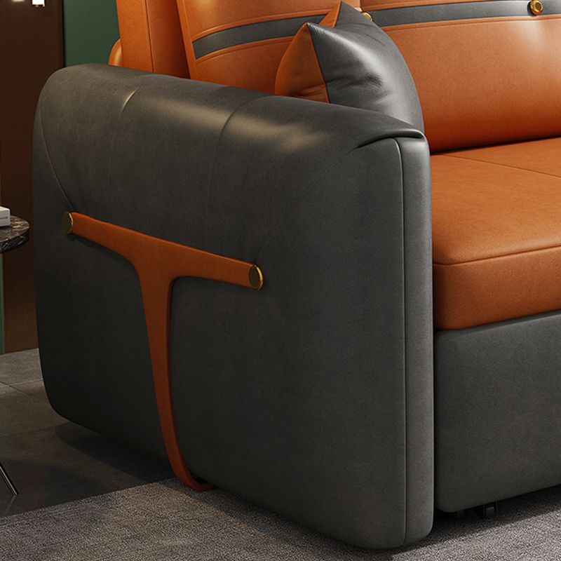 32" Wide Glam Sleeper Sofa Leather Pillow Included Foldable Sleeper Sofa