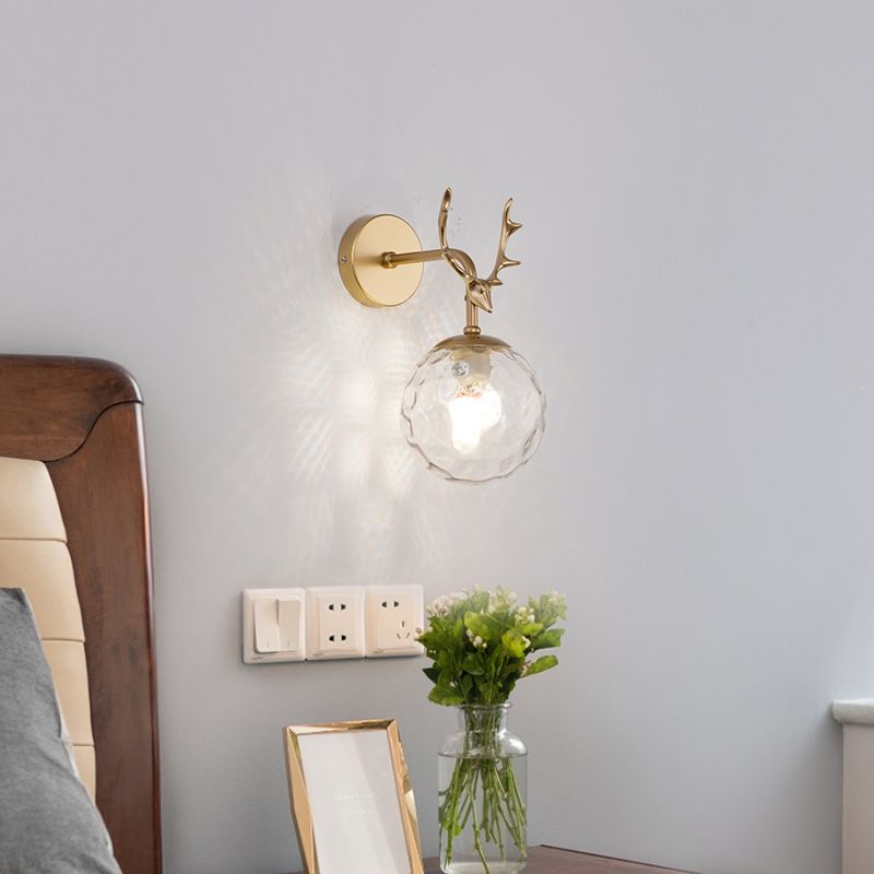 Glass Spherical Shape Wall Light Modern Style 1 Light Wall Mount Fixture for Living Room