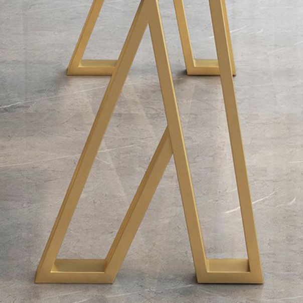 Glam Gold Steel Bar Dining Table with White Faux Marble Top Rectangle Indoor Bistro Table