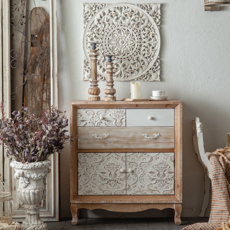 Industrial Espresso Accent Cabinet with Drawer Chest with Doors