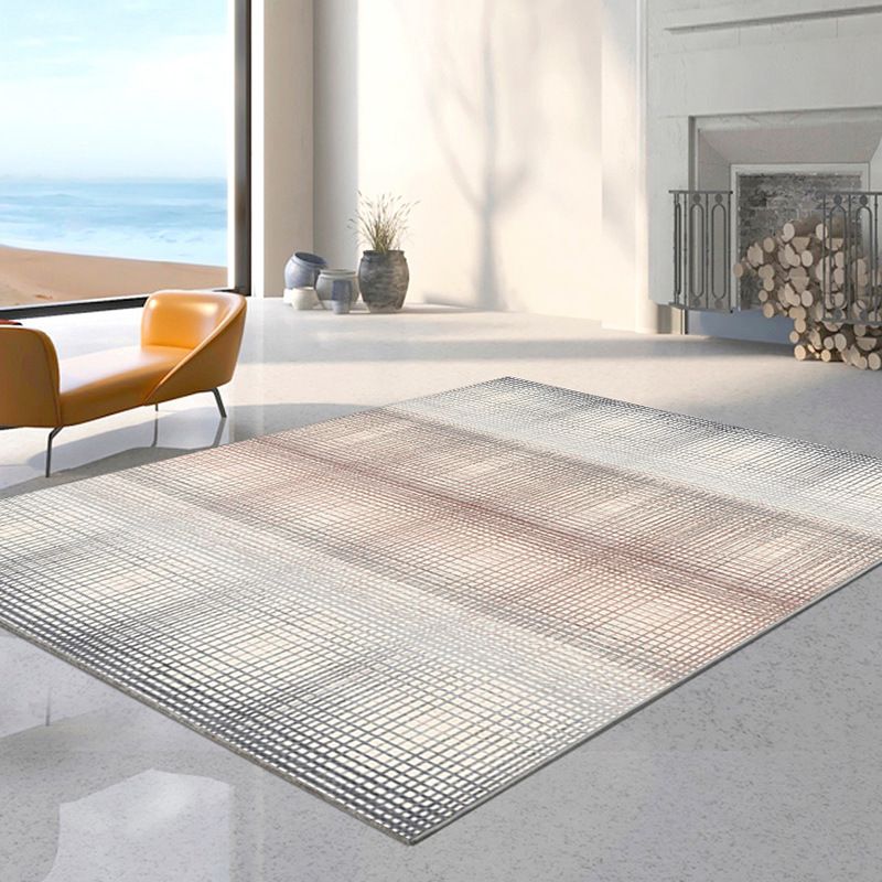 Brown Tone Rug Industrial Style Living Room Carpet Polyester Washable Area Rug