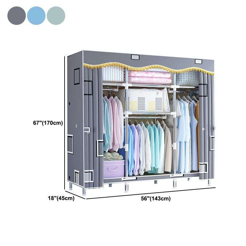 Modern Style Wardrobe Metal Bedroom Wardrobe Closet with Cloth Rod