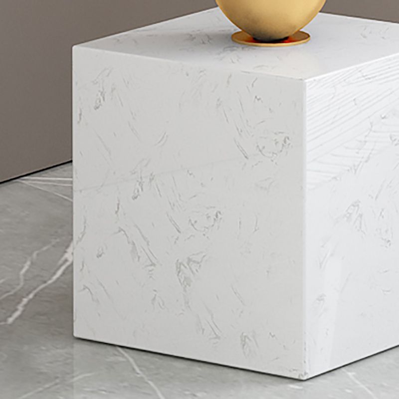 Modern 13.77" Wide End Table Round Stone Top Pedestal Side Table
