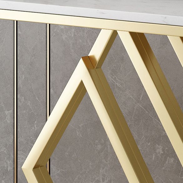 Glam Accent Table Antique Finish Console Sofa Table in Marble