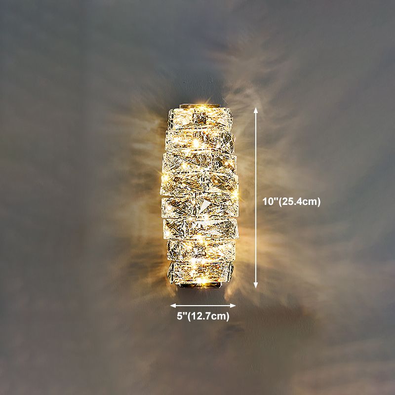 Modern Style Metal Wall Light Geometric Wall Sconce with Crystal for Living Room