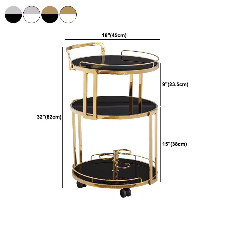 32.28" High Modern Style Round Prep Table Rolling Metal Prep Table for Home