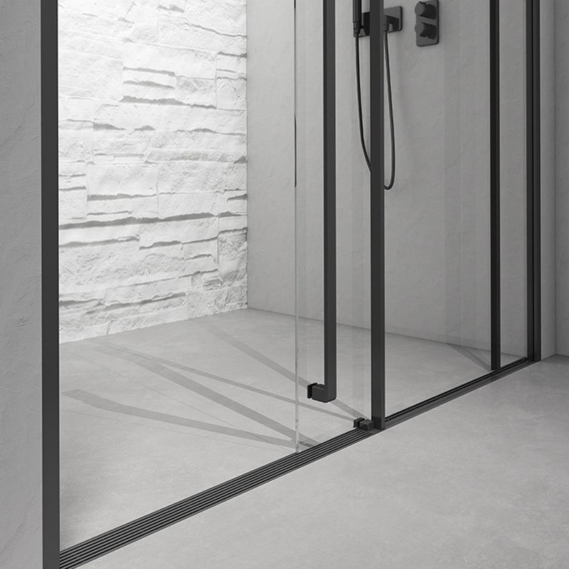 Gray Narrow Side Shower Door Single Sliding Door Tempered Glass Shower Door