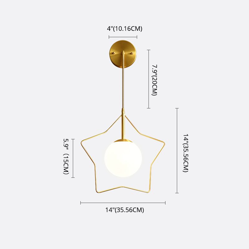 Amplia de pared en forma de globo de vidrio con marco de estrella creativo estilo moderno 1 apliques de luz