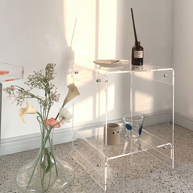 Glam Accent Side Table Acrylic Rectangular Living Room Sofa Side Accent Table