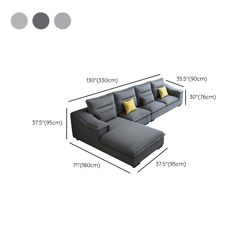 Modern Pillow Back Sectional Sofa Linen Sloped Arm Sectional