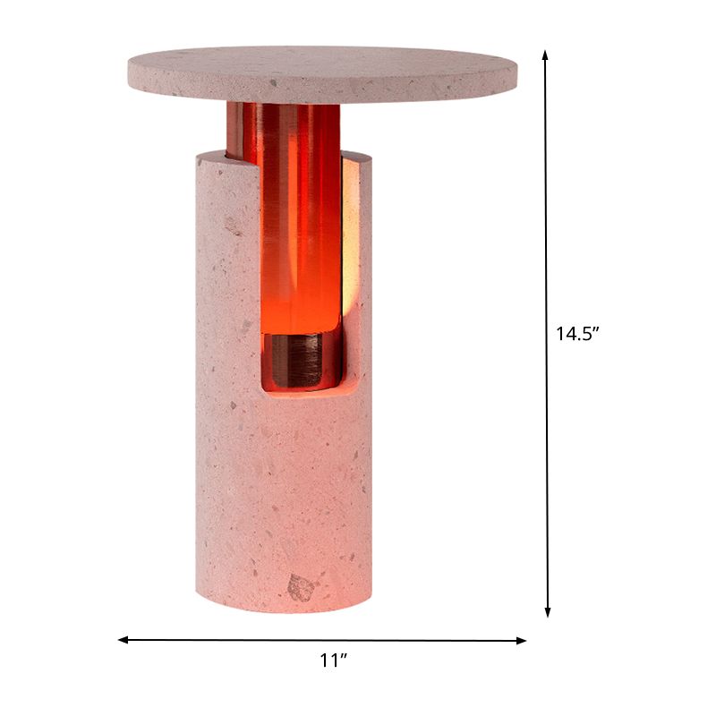 1 tête-cylindre lampe à chevegade moderniste en pierre de lecture livre léger en rose pour le chevet