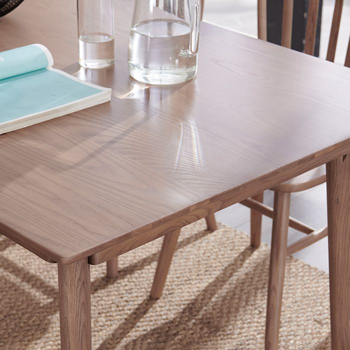 Rectangle Ash Wood Table in Nature/Walnut Modern Dining Table with 4 Legs for Restaurant