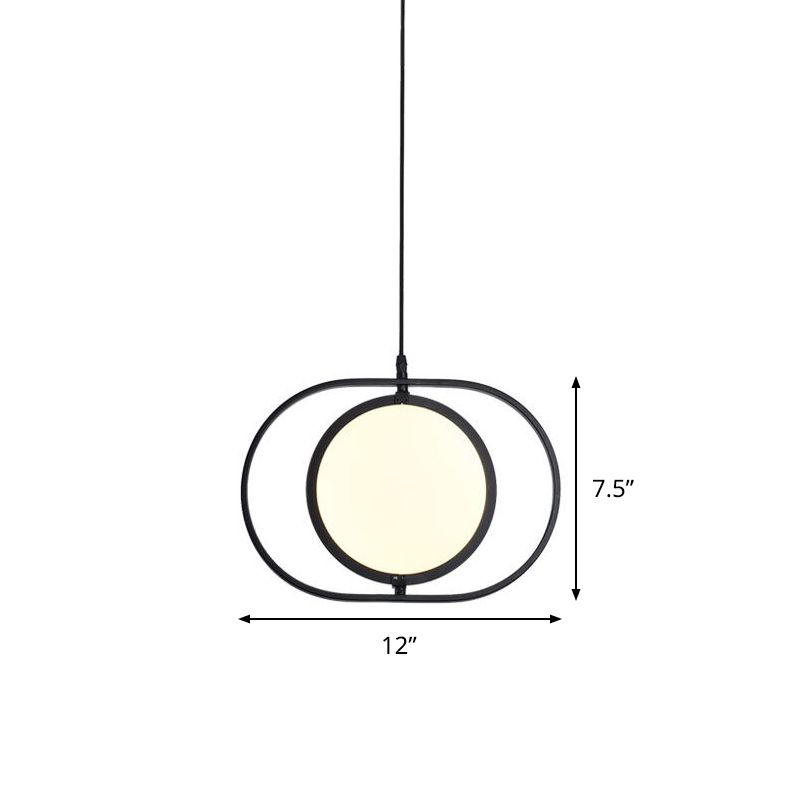 LED simple LED Lampe à suspension métallique noire verticale / horizontale A réglable Éclairage pendant à disque avec cadre de capsule