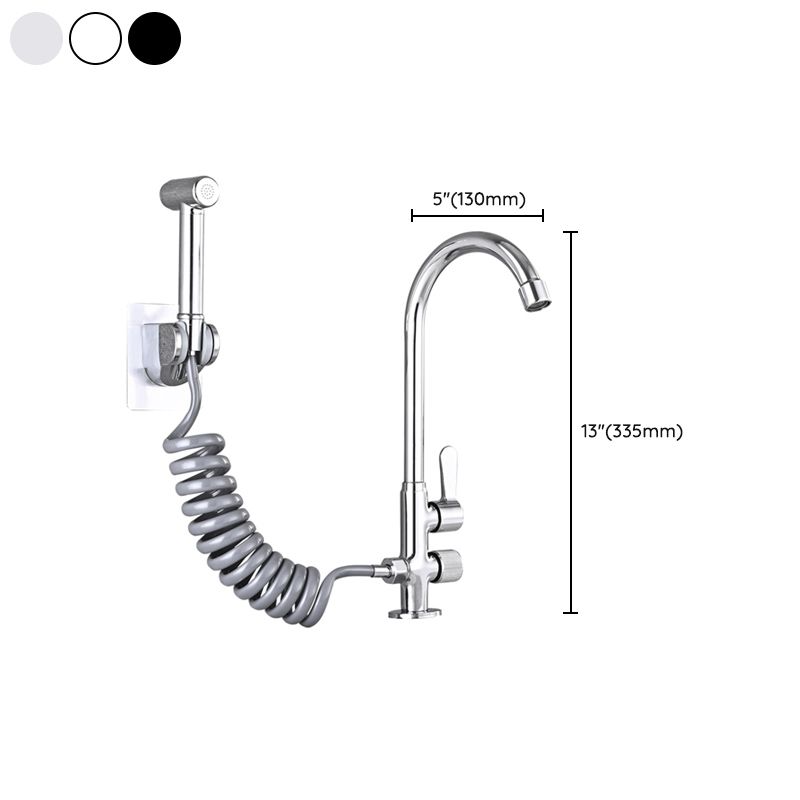 Single Cold Faucet Solid Color High Arc Deck Mounted Bathtub Faucet