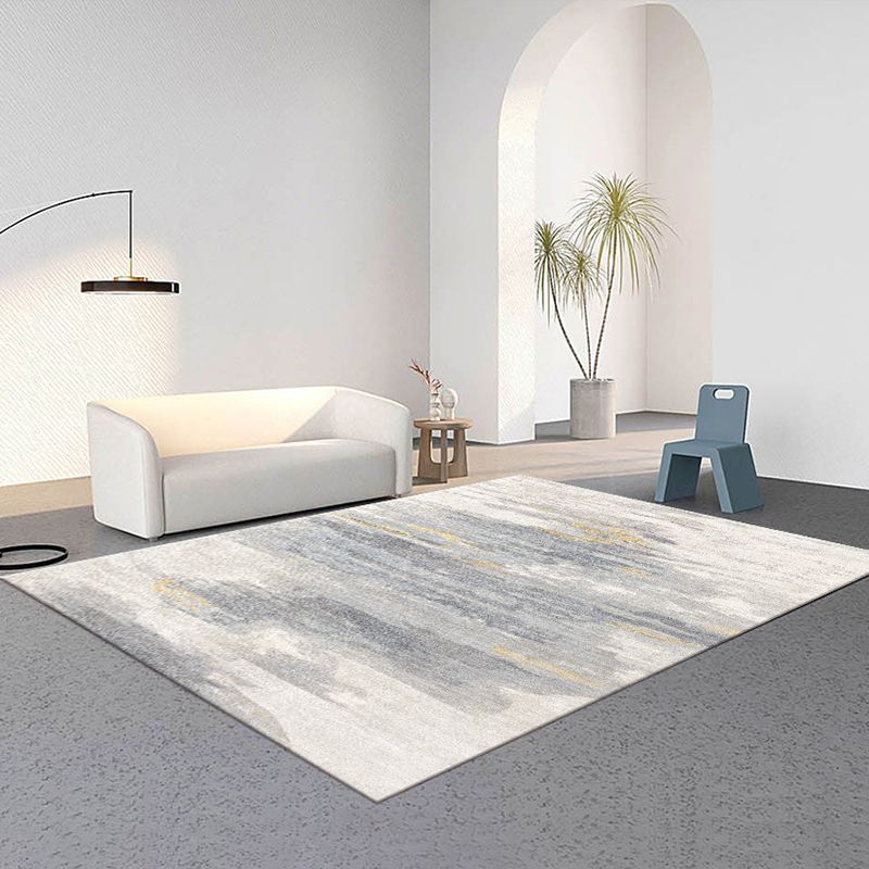 Grey Modern Rug Polyester Graphic Area Rug Non-Slip Backing Indoor Rug for Living Room