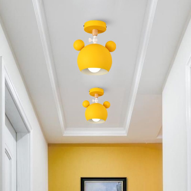 1 Light Mickey Ceiling Light Modern Macaron Style Metal Ceiling Lighting for Living Room