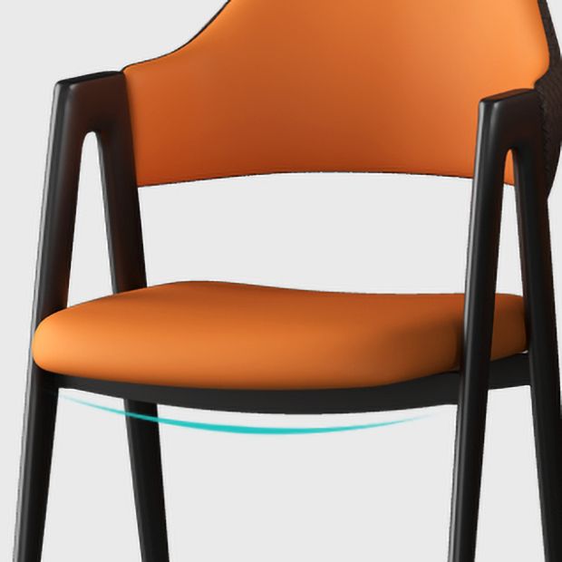 Contemporary Metal Dining Room Chairs Leather Open Back Dining Side Chair for Home Use