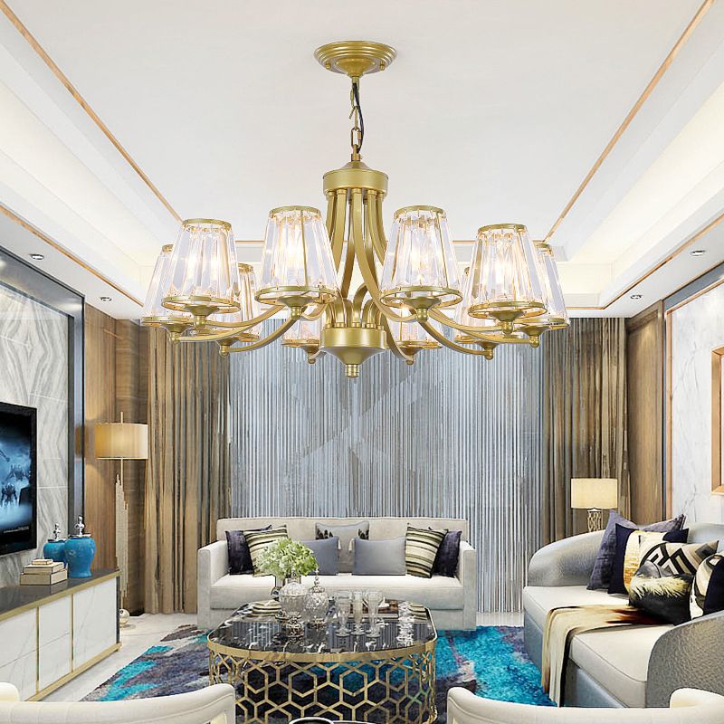 Crystal Prism Hanging Chandelier Conical Traditional Style Pendant Lighting Fixture