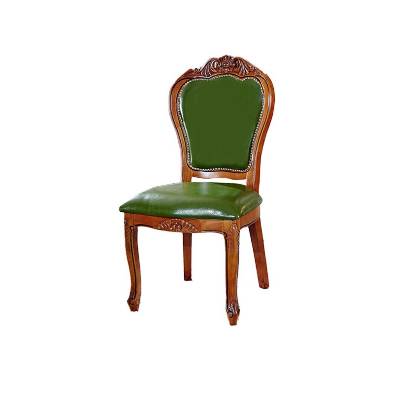 Sillas de comedor victorianas sin brazos de cuero, sillas laterales tapizadas (juego de 2)