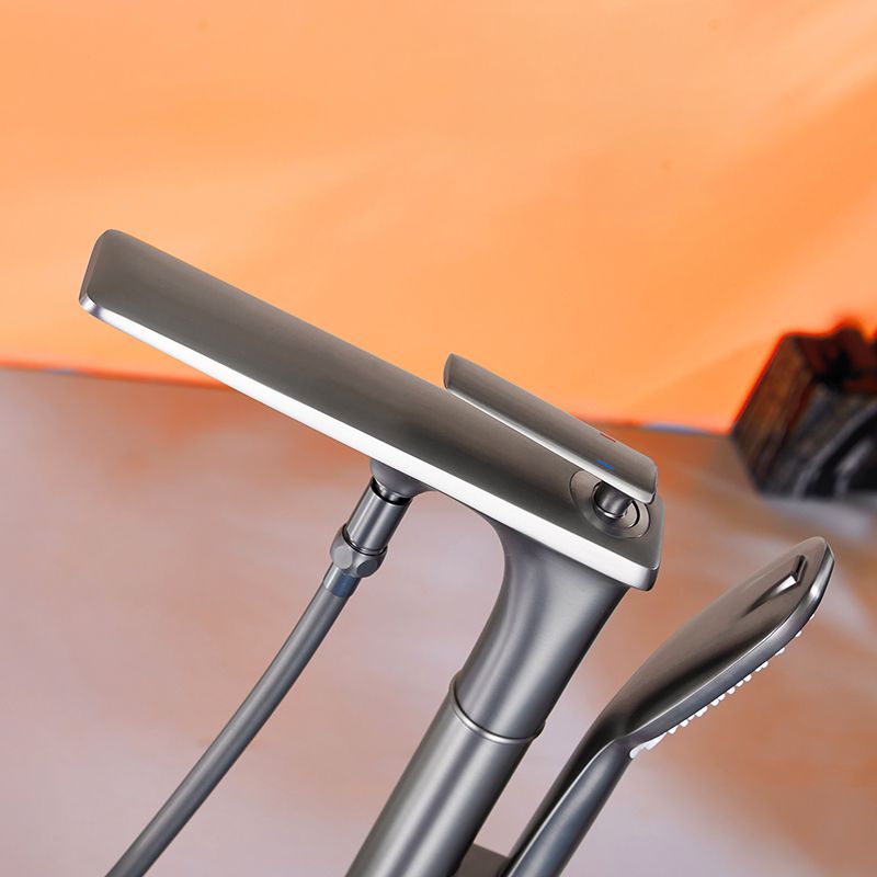 Floor Mounted Copper Freestanding Tub Filler Swivel High Arc Tub Filler Trim