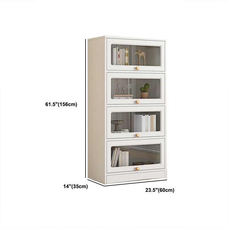 Modern Engineered Wood Bookshelf Standard Closed Back Bookcase with Doors