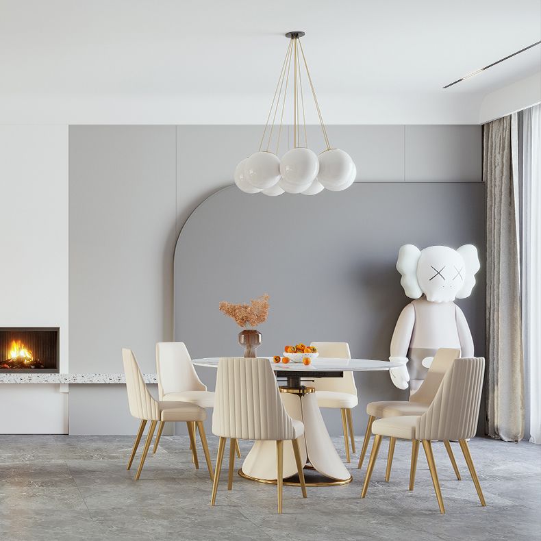 1/4/5/7 Pieces Nordic Dining Set Sintered Stone Dining set with Leather Chairs