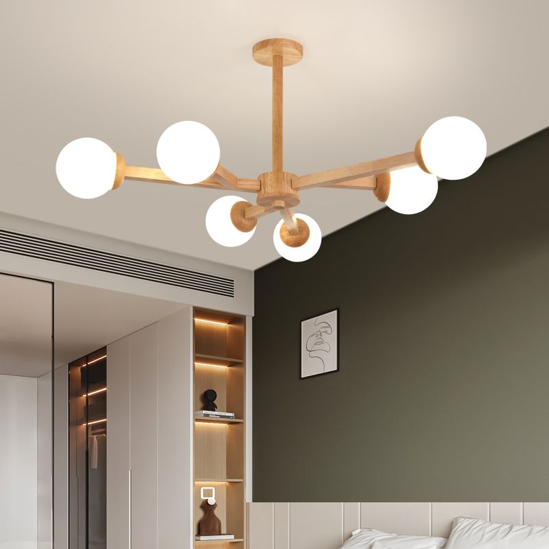 Globe Chandelier Light Fixtures Modern Multi-Head Hanging Pendant Lamps with White Glass Shade