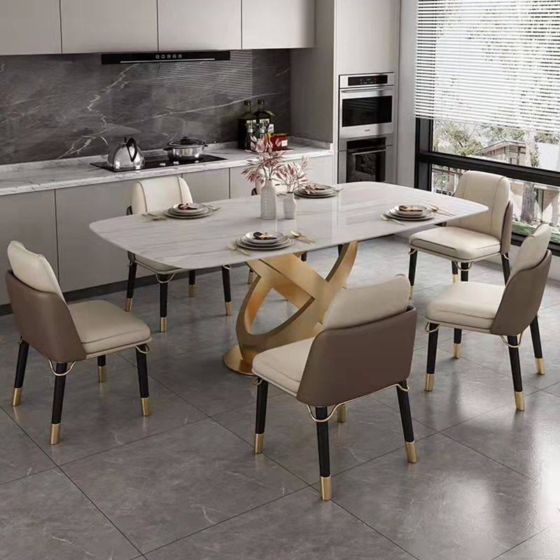 Traditional Luxury Stainless Steel Table Rectangle Dining Table for Home