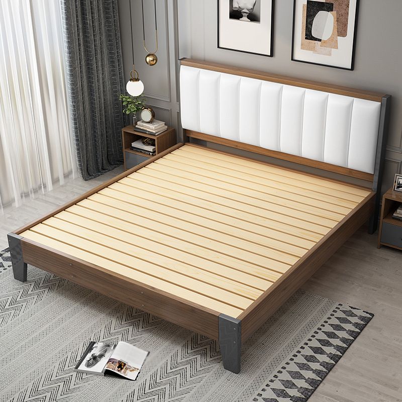 Modern Panel Wood Standard Bed with Rectangular Headboard for Bedroom