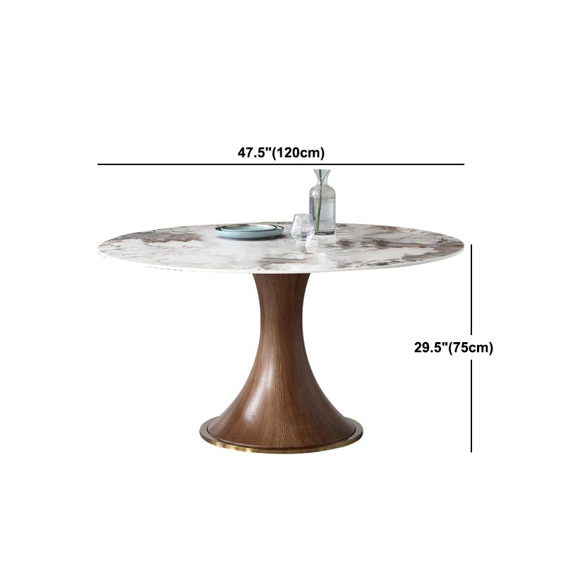 Round Sintered Stone Dining Table Modern Furniture with Pedestal Base for Indoor