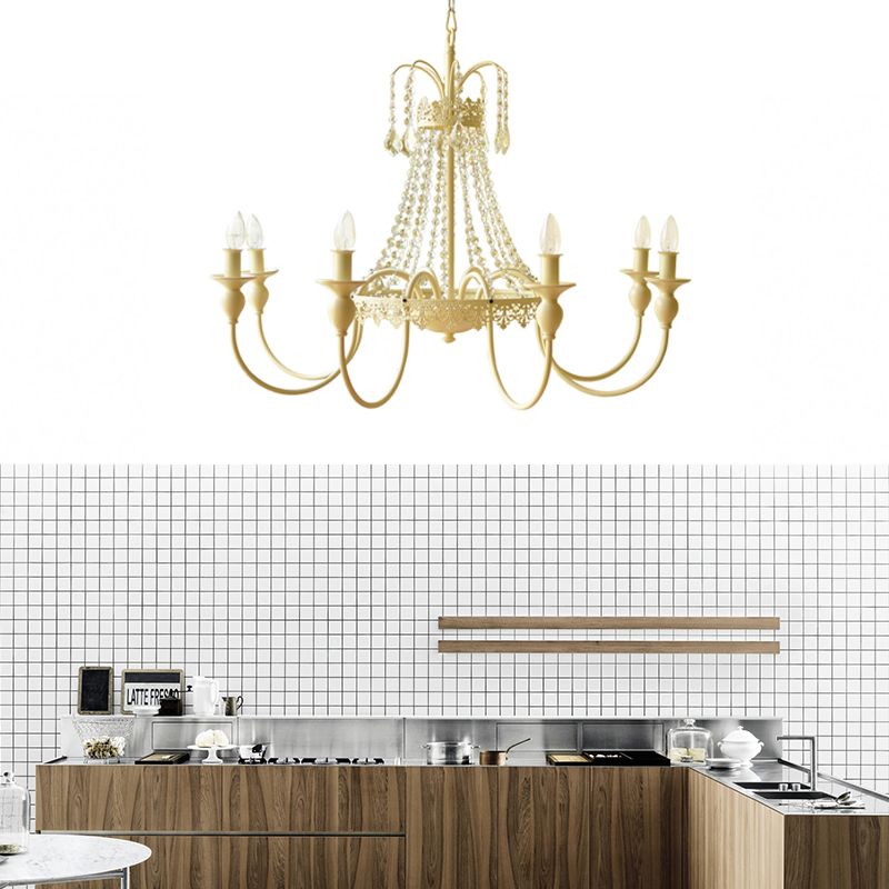 Cougies métal et cristal suspendu rustique 4/6 lumières salon lustre lumière en gris / blanc / laiton