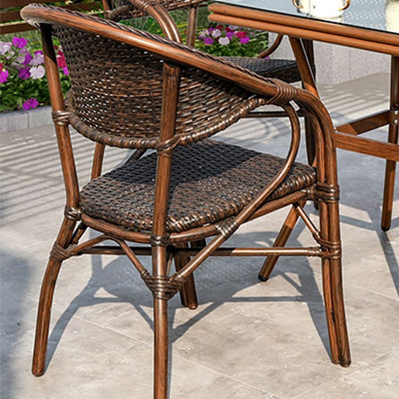 Tropical Rattan Patio Dining Chair Open Back Outdoors Dining Chairs