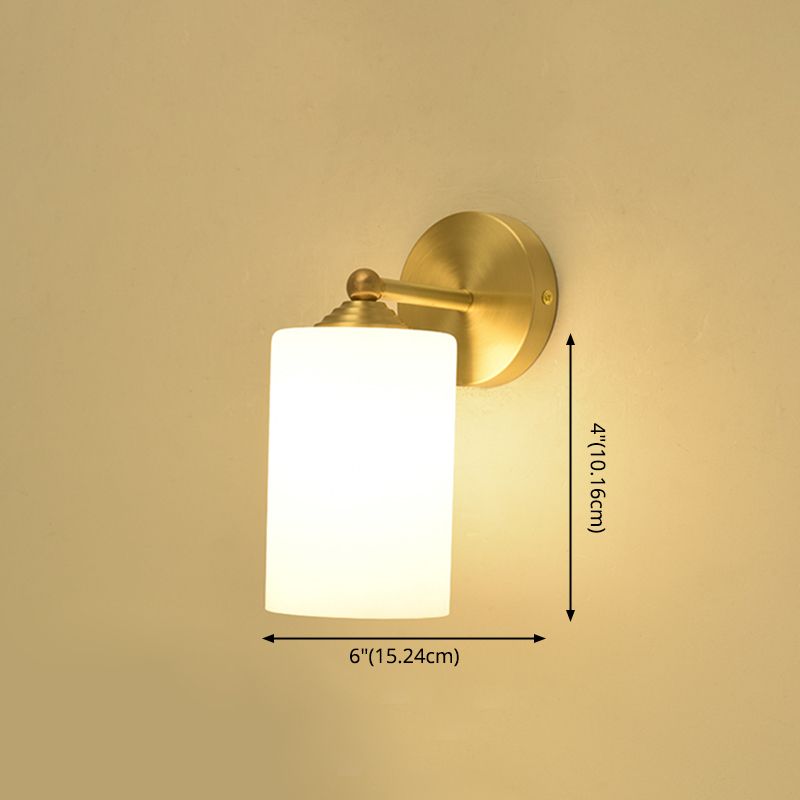 Modern Simple Style Geometric Shade Wall Sconce Metal and Glass 1 Light Sconces in Gold Finish