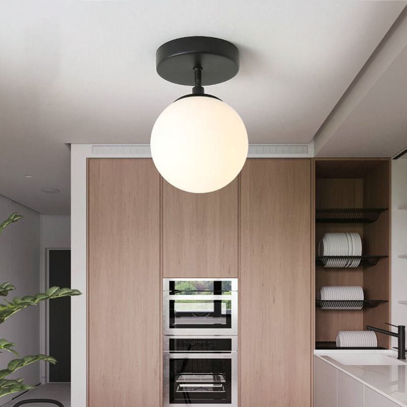 Contemporary Black Ceiling Light Globe Flush Mount Lighting for Home