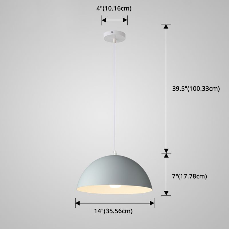 8 Color Optional Half Globe Pendant Lamp Macaron Simple Colorful Metal Hanging Light for Kitchen Dining Room