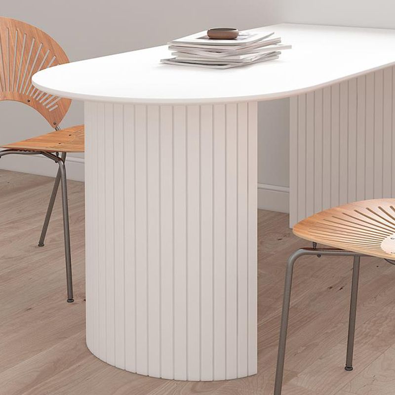 Solid Wood White Dining Table Simplicity Double Pedestal Table for Dining Room