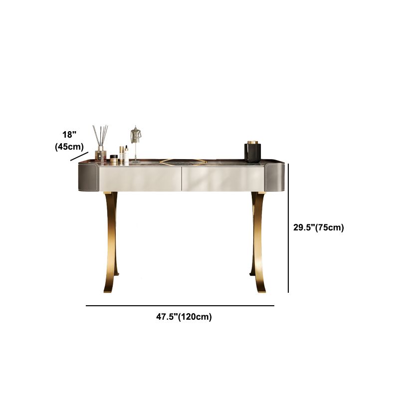 Dresser Makeup Counter With 2 Storage Drawers and Stool for Bedroom